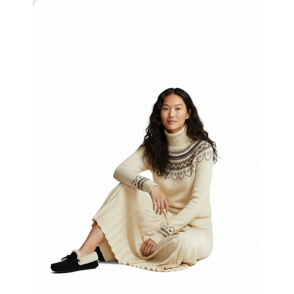 NWT Polo Ralph Lauren Hybrid Fair Isle Sweater-Pleated Turtleneck Dress XL - Picture 3 of 9